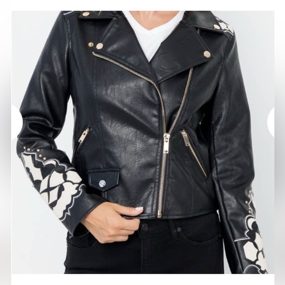 STOOSH Woman's Embellished Faux Leather Jacket - Picture 5 of 8